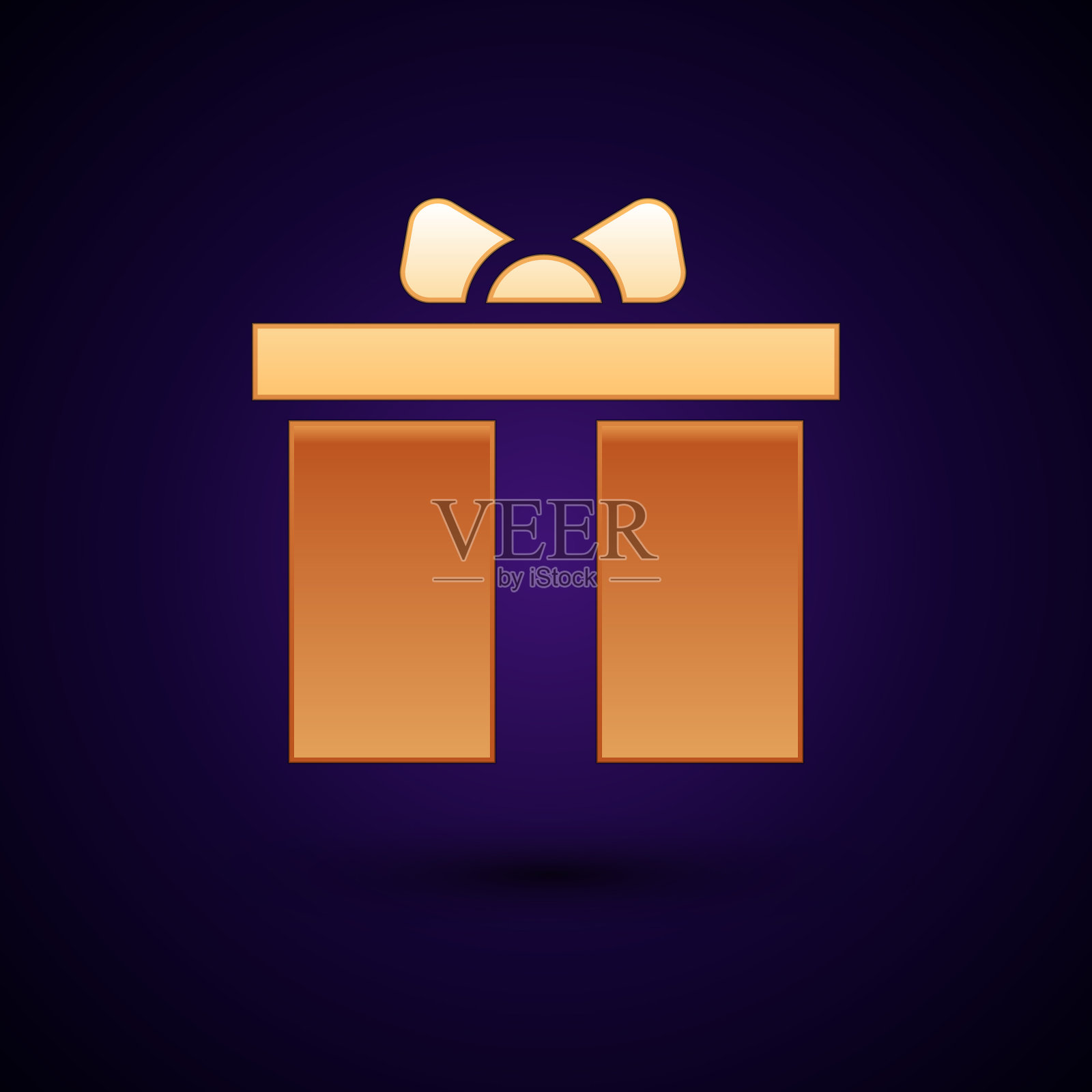 金色礼盒图标孤立在黑色背景插画图片素材