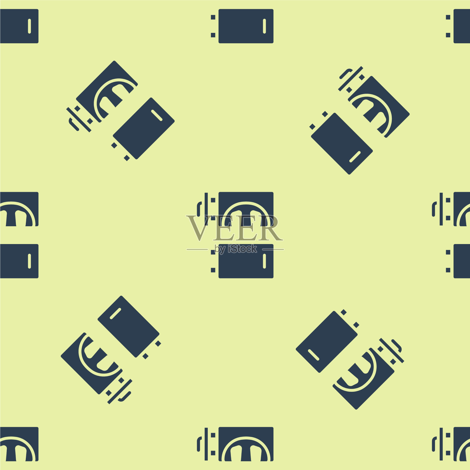 蓝色火葬场图标隔离无缝图案上插画图片素材