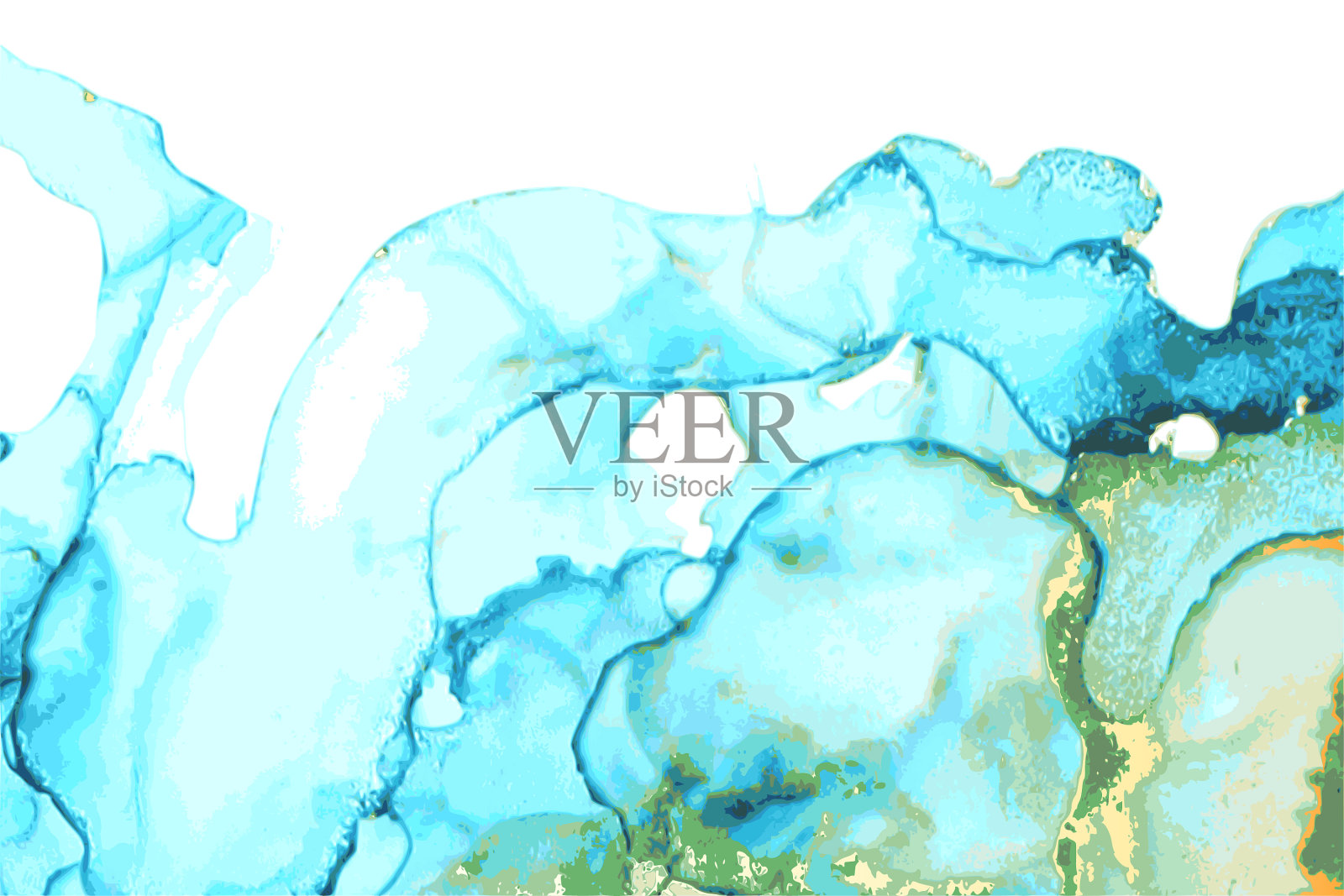 浅海洋蓝色、绿色和金色的石头背景插画图片素材