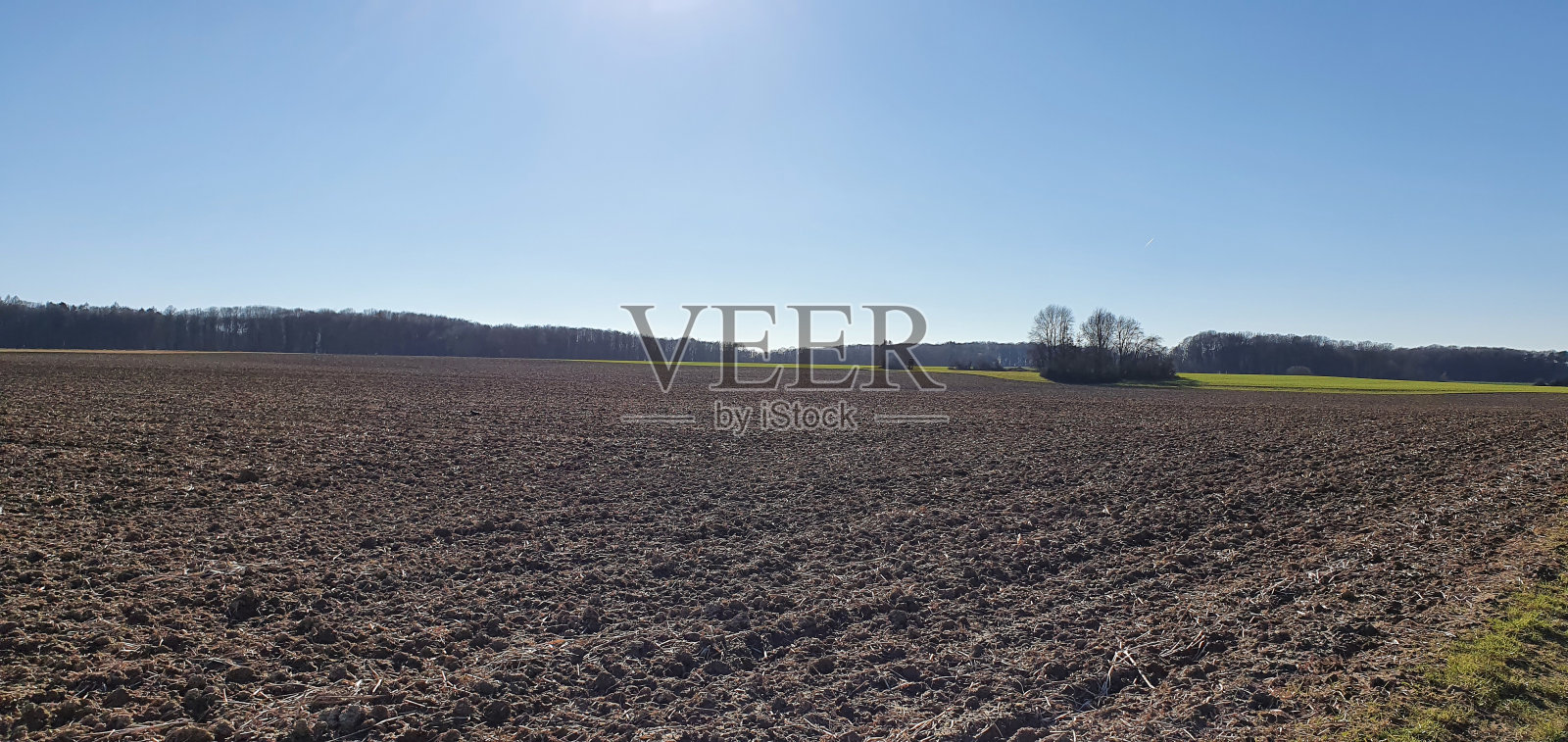 美丽的天气和蓝天下的田野景色照片摄影图片