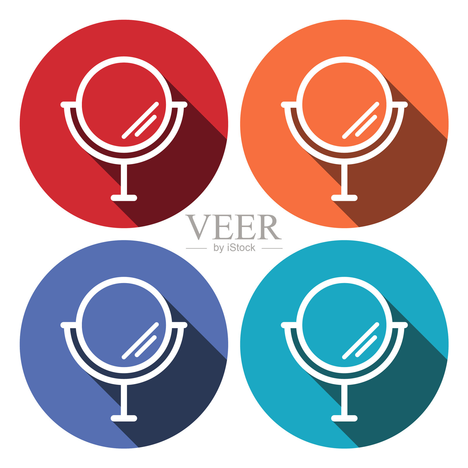 平色圆与长影镜图标插画图片素材