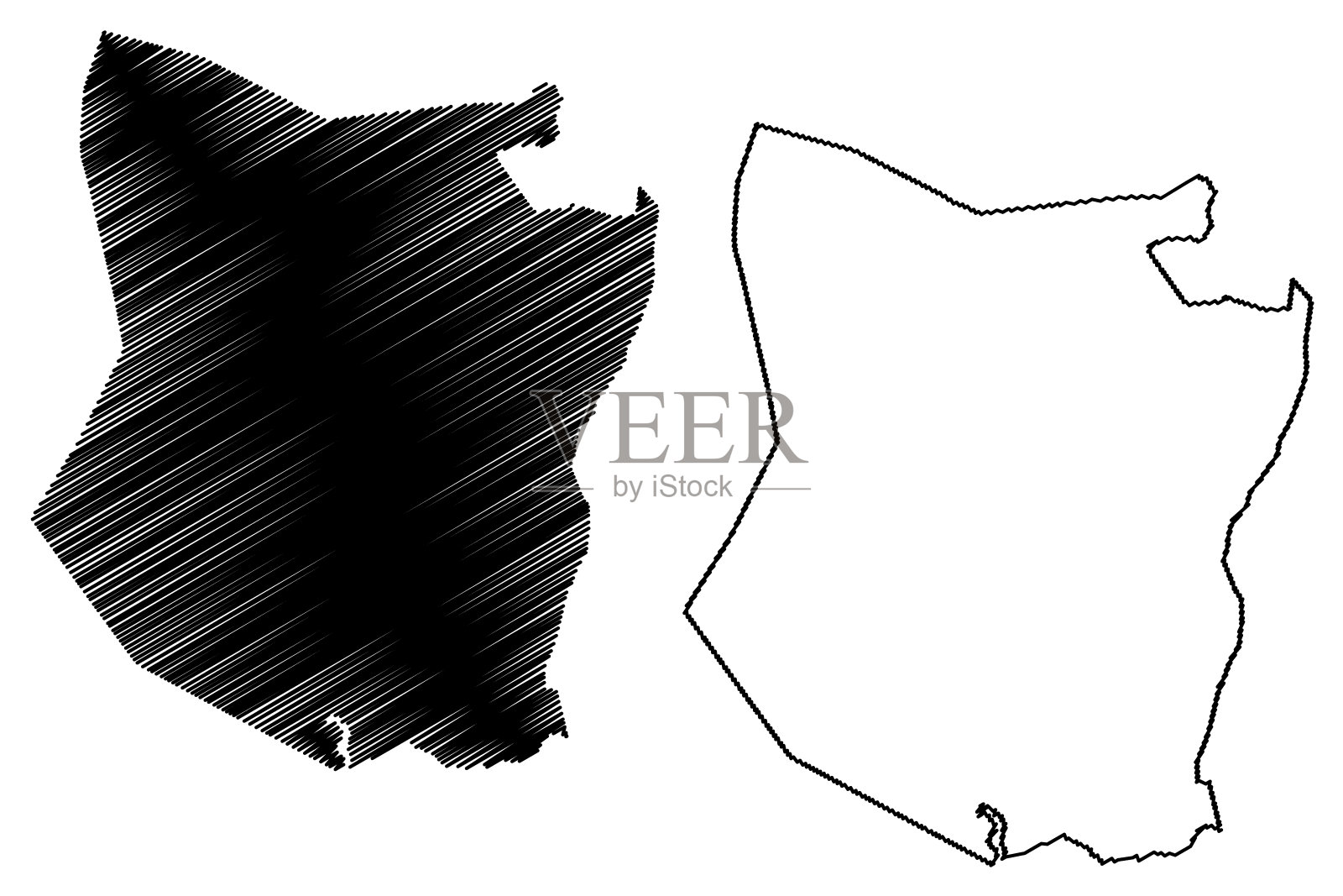 纽约州肖赫里县(美国纽约州肖赫里县，美国，美国)地图矢量插图，涂鸦草图肖赫里地图插画图片素材