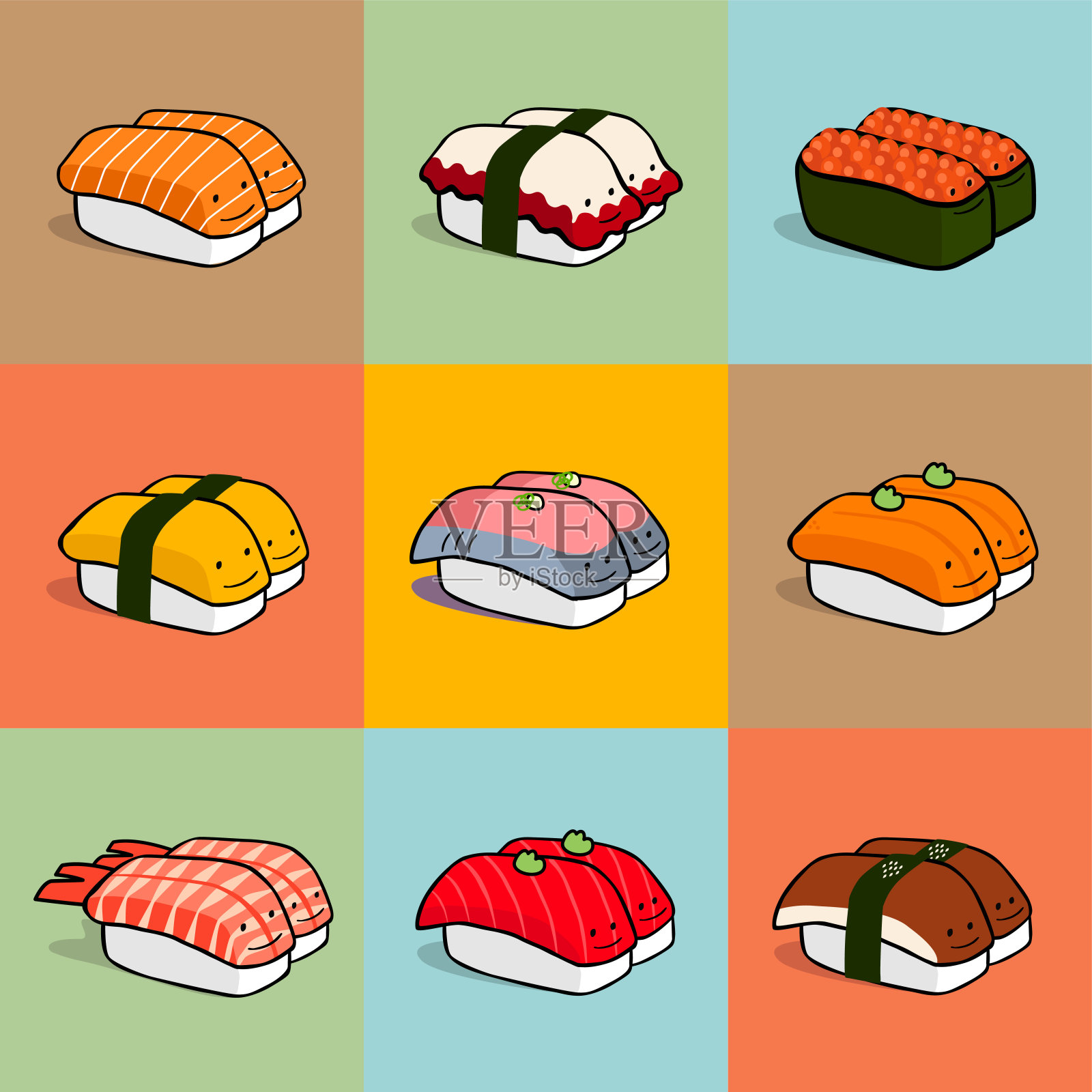 寿司的角色插画图片素材