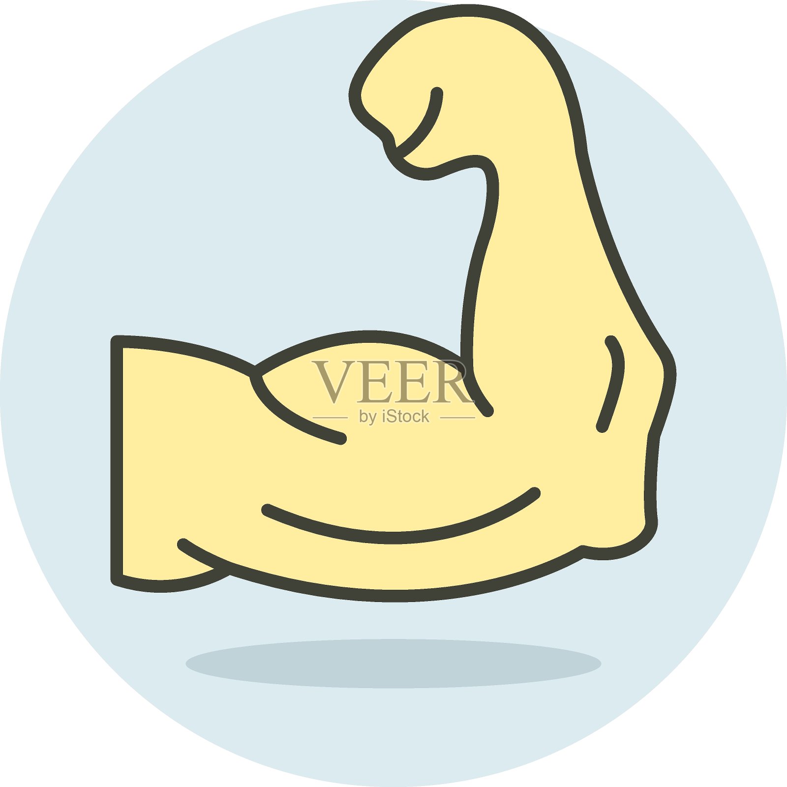 力量强大的肌肉概念，人体手臂矢量色线图标设计，健身房健身符号在白色背景，锻炼锻炼设备库存插图插画图片素材