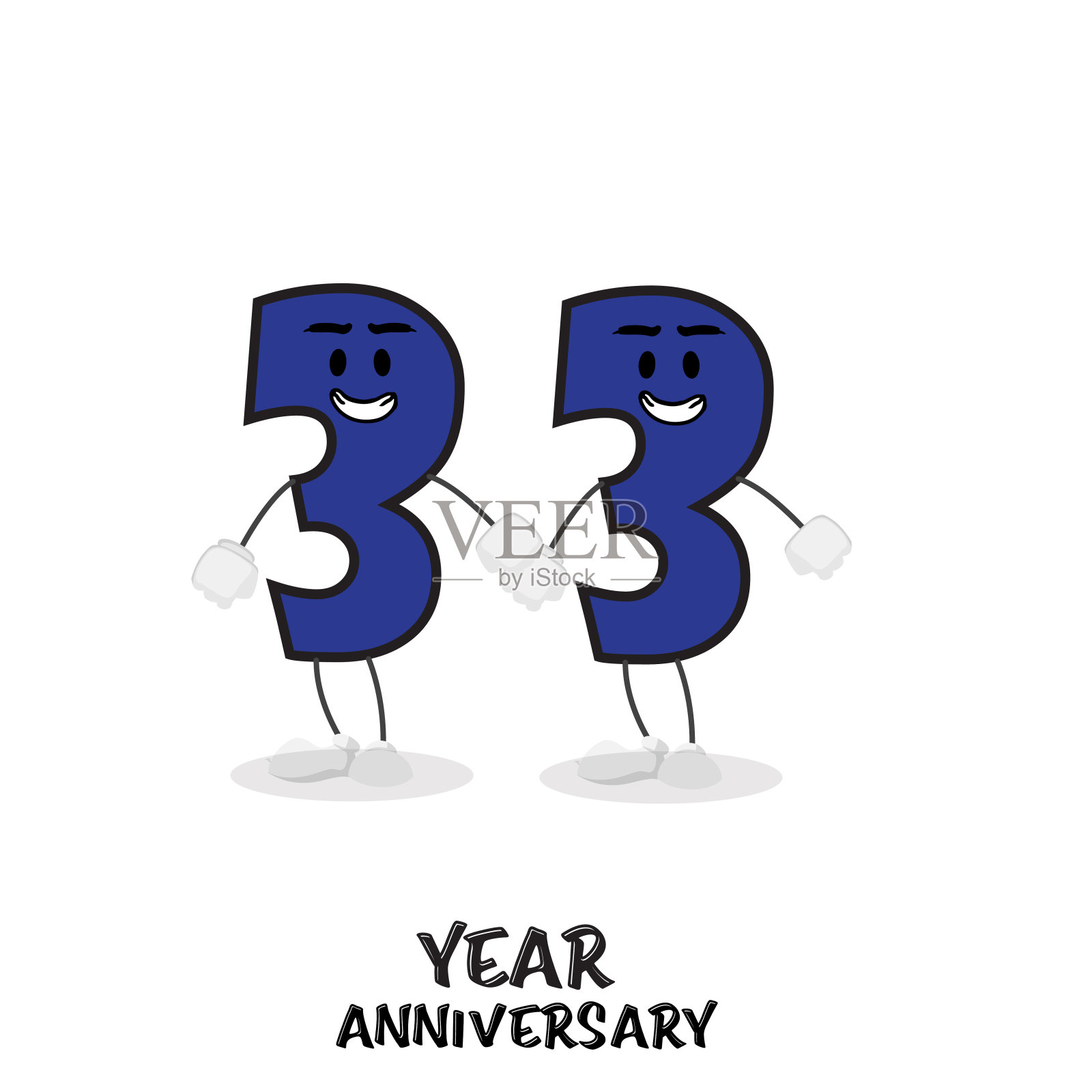 33数字可爱的周年庆典设计矢量模板插图
