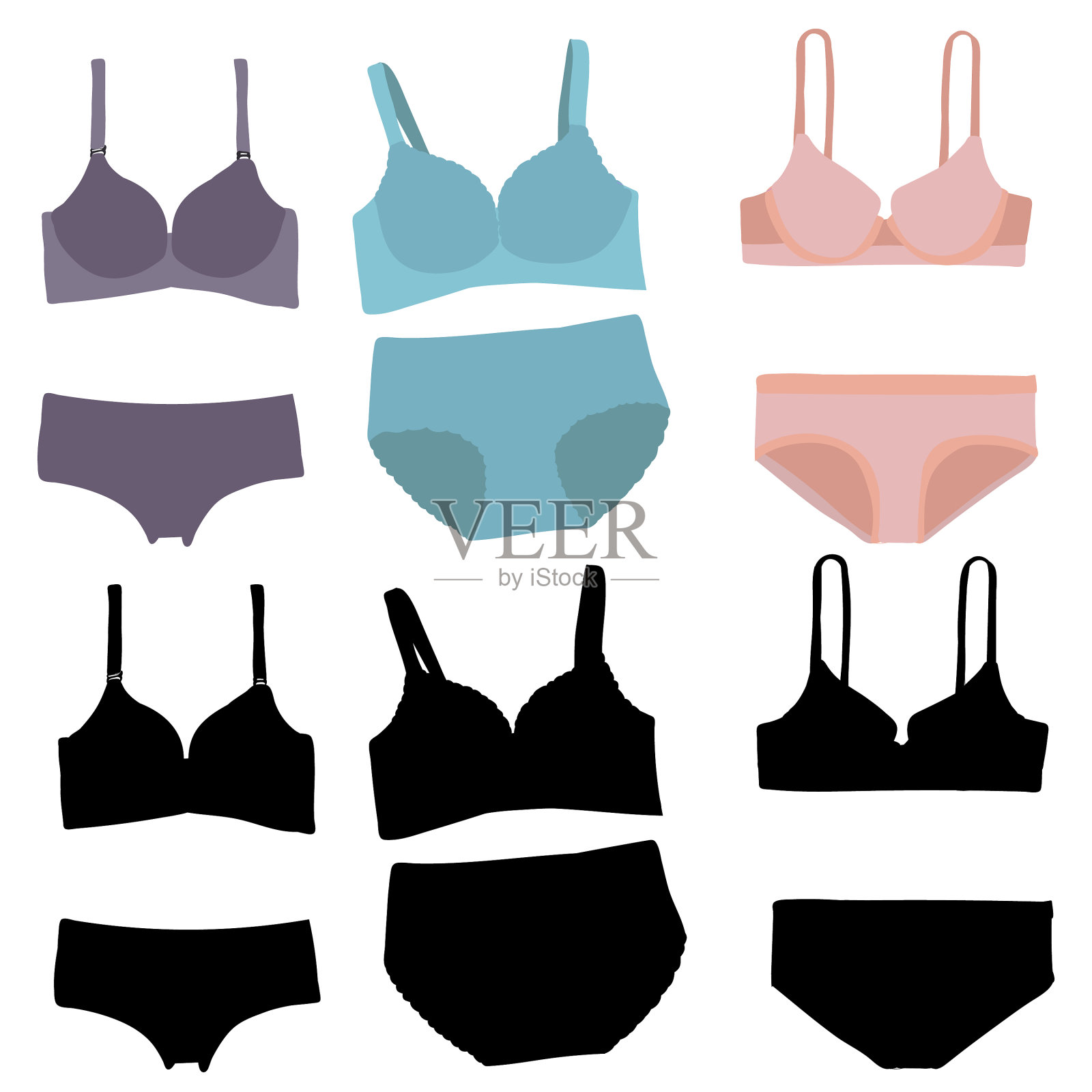 内衣，内裤和胸罩，白色背景插画图片素材