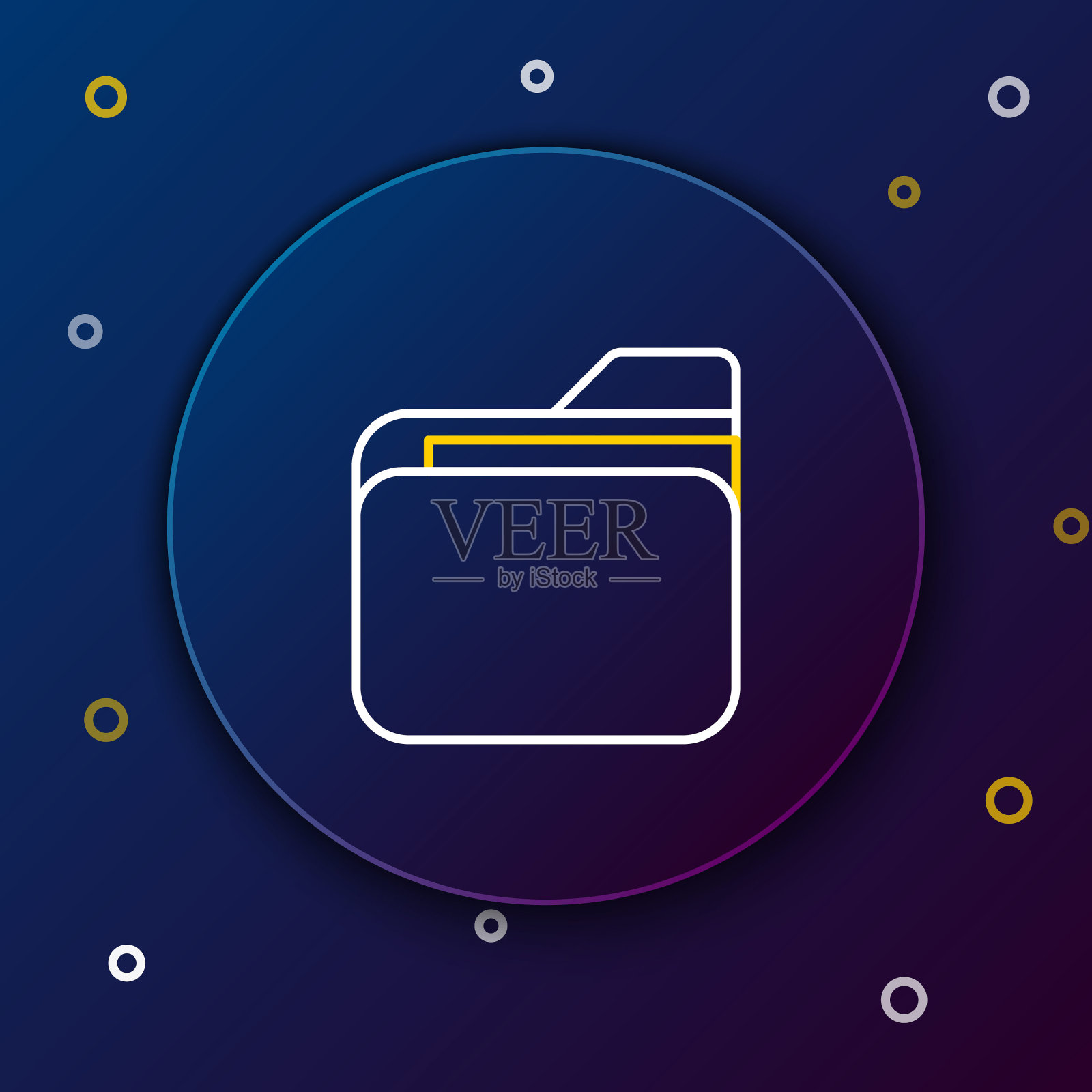 行文件文件夹图标隔离在蓝色背景上。会计粘合剂的象征。记账管理。色彩斑斓的轮廓的概念。向量插画图片素材