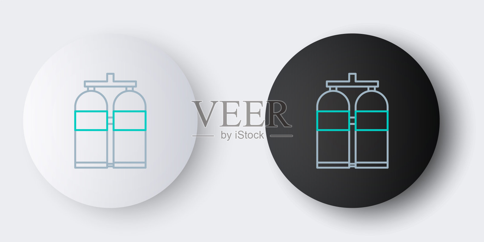 线条Aqualung图标孤立在灰色背景。潜水员用氧气罐。潜水设备。极限运动。在水下潜水设备。色彩斑斓的轮廓的概念。向量插画图片素材