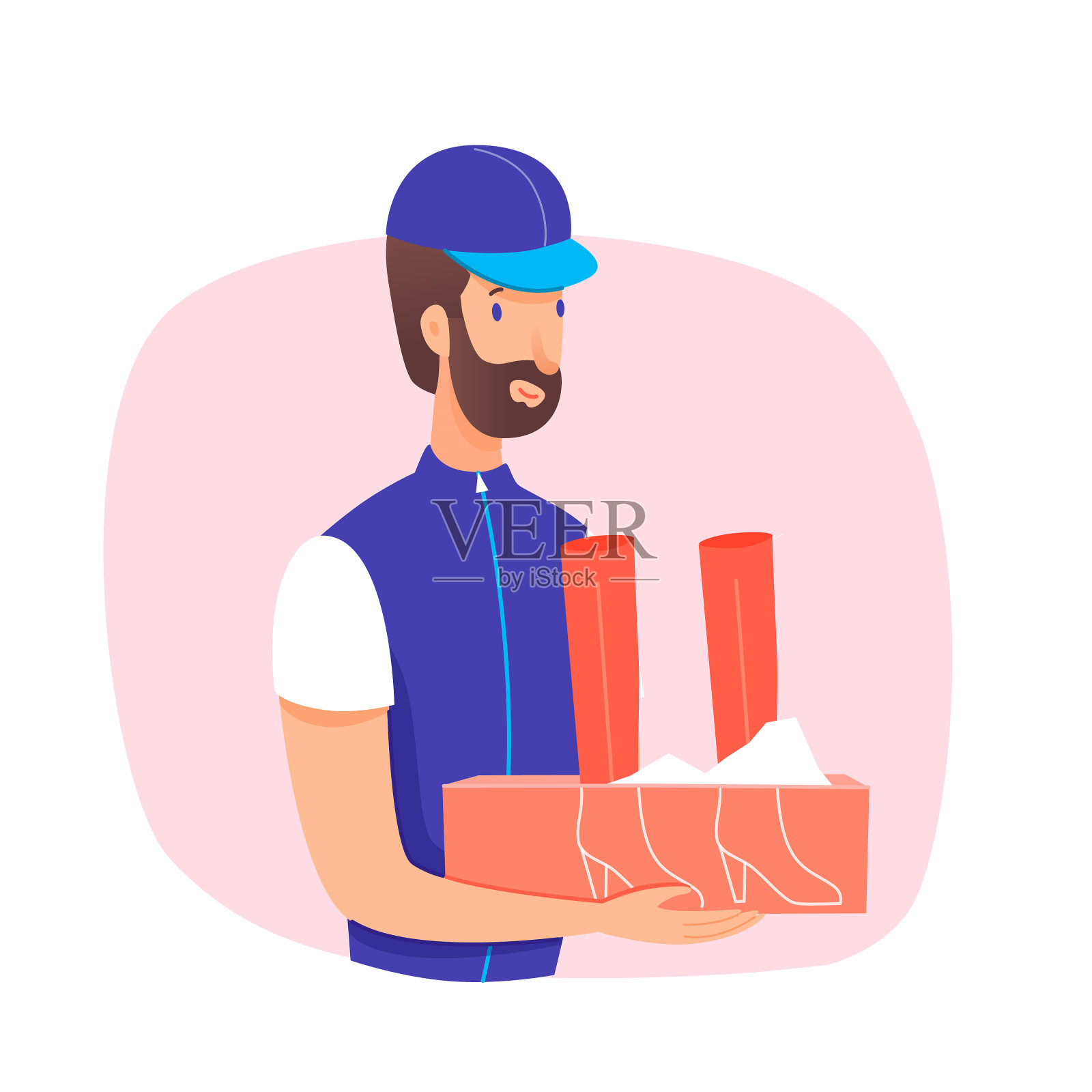 送货员携带顾客购买肖像设计元素图片