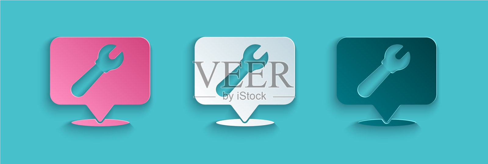 剪纸位置用扳手扳手图标插画图片素材