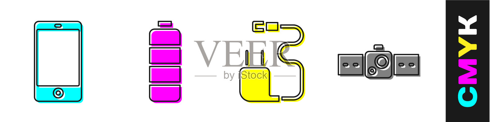 设置智能手机电池充电水平图标素材