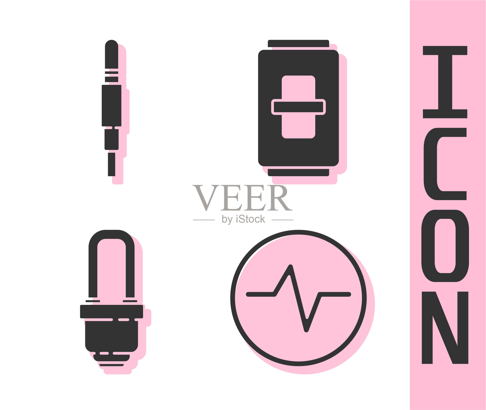 设置音频插孔led灯的电路方案图标素材