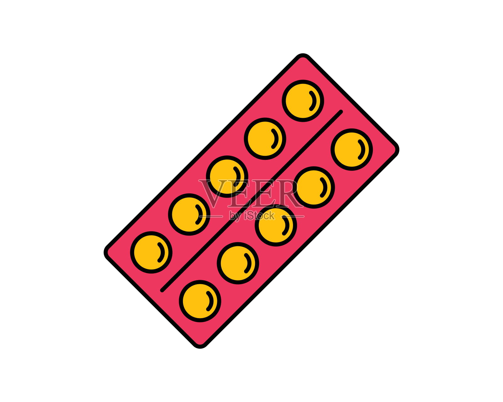 吸塑药包装线图标。用于移动概念和网页设计的线性风格标识。药物药丸轮廓矢量图标。象征,标志说明。像素完美矢量图形图标素材