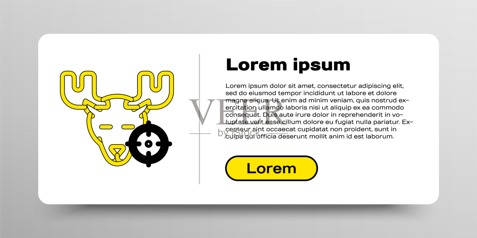 线狩猎驼鹿与十字准星图标孤立在白色背景。狩猎俱乐部的标志上有驼鹿和目标。瞄准驼鹿的步枪镜头。色彩斑斓的轮廓的概念。向量插画图片素材