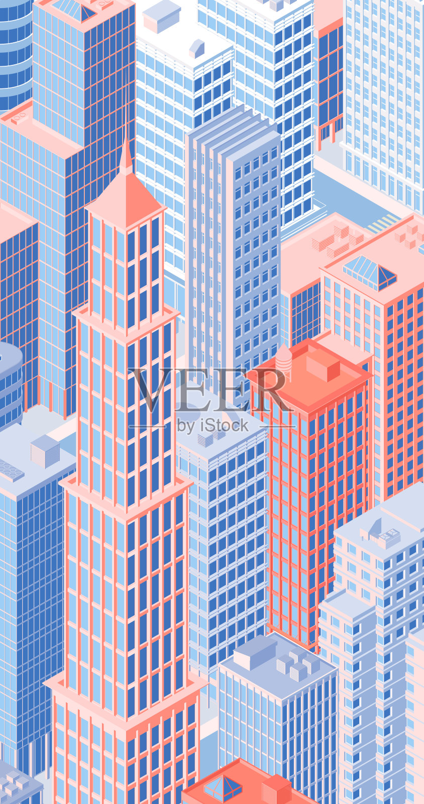 2.5D城市天际线矢量素材插画图片素材