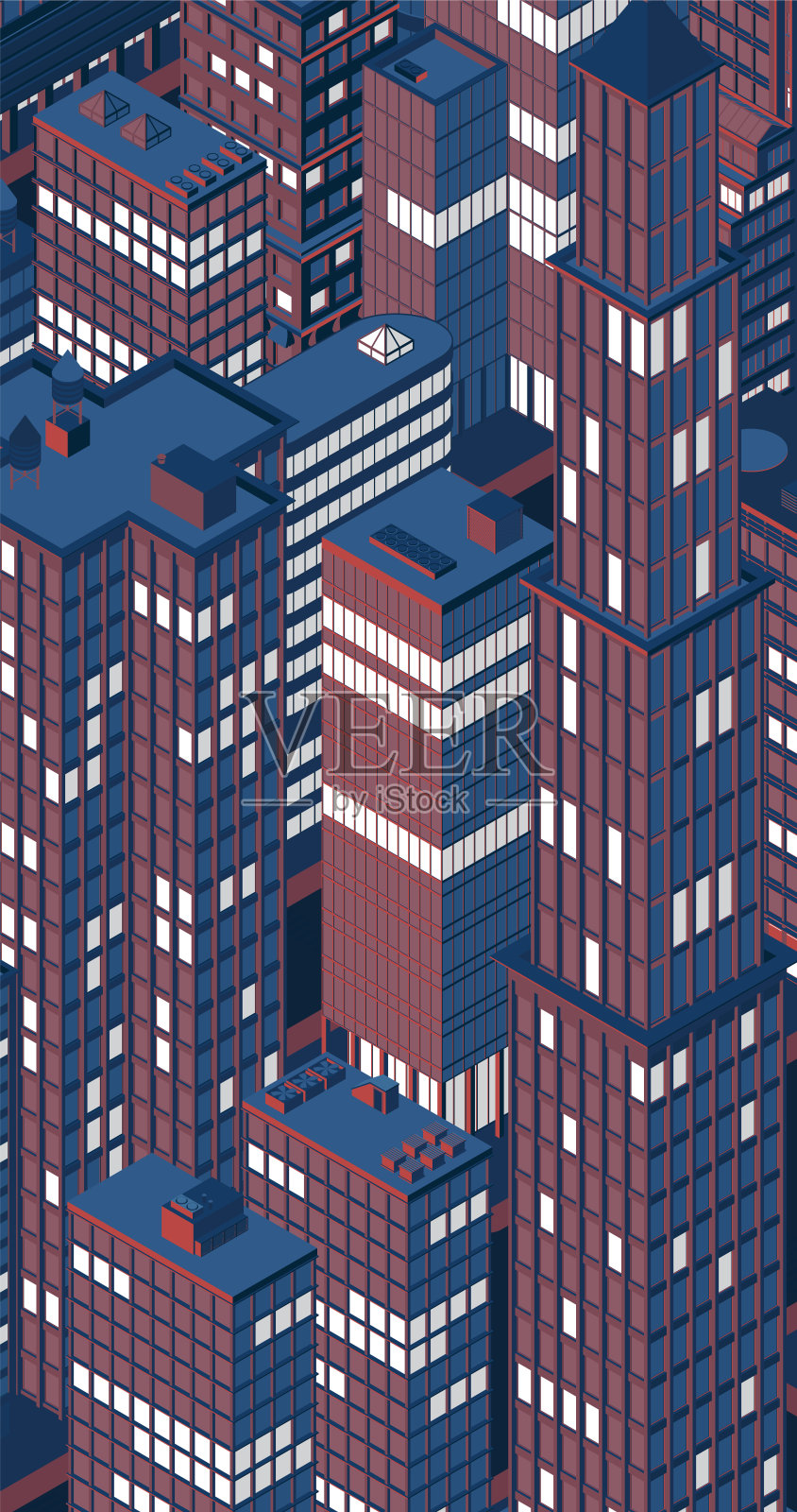 2.5D城市天际线矢量素材插画图片素材