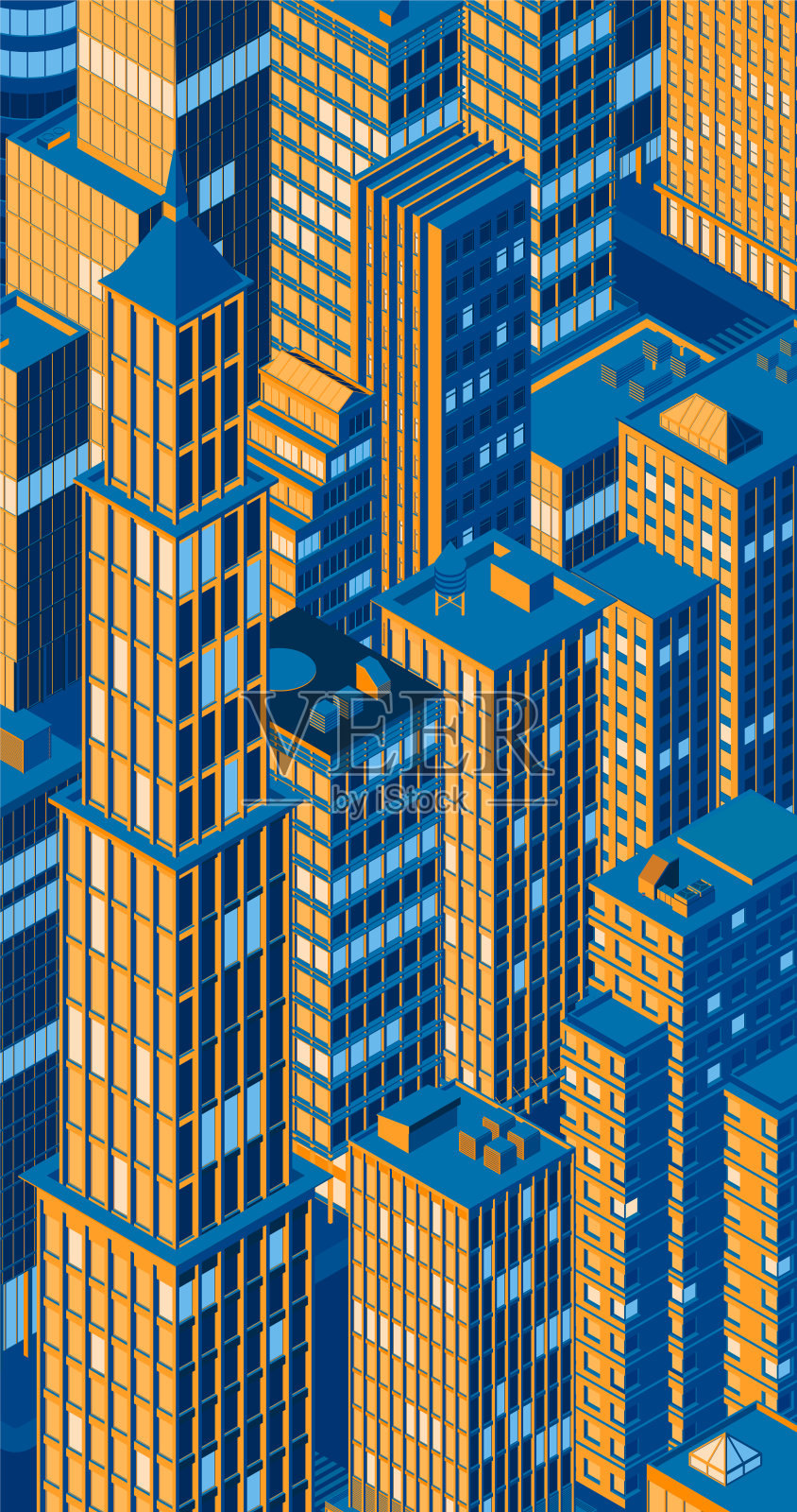 2.5D城市天际线矢量素材插画图片素材