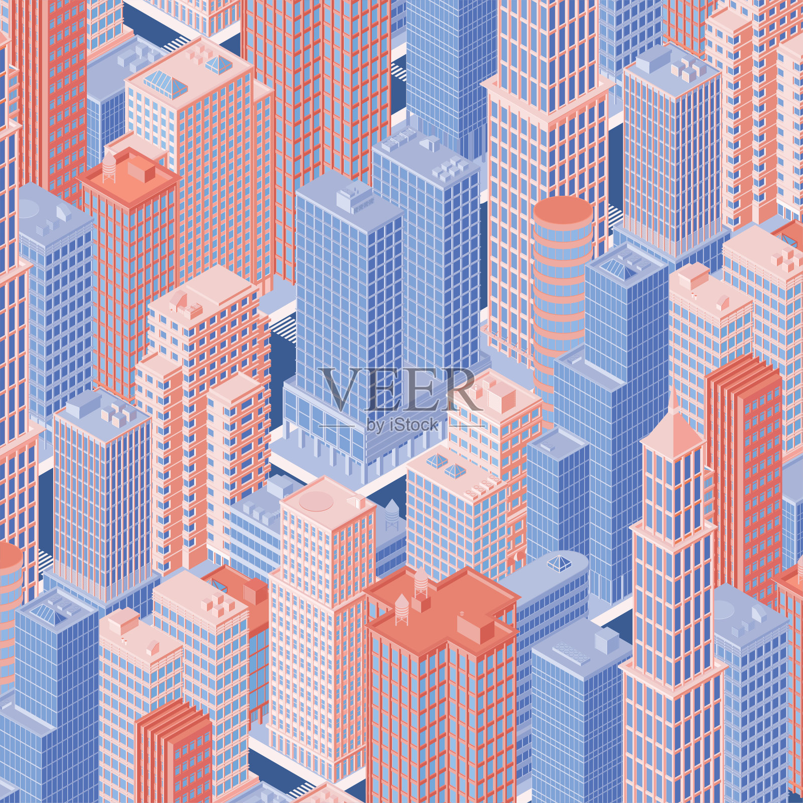 2.5D城市天际线矢量素材插画图片素材