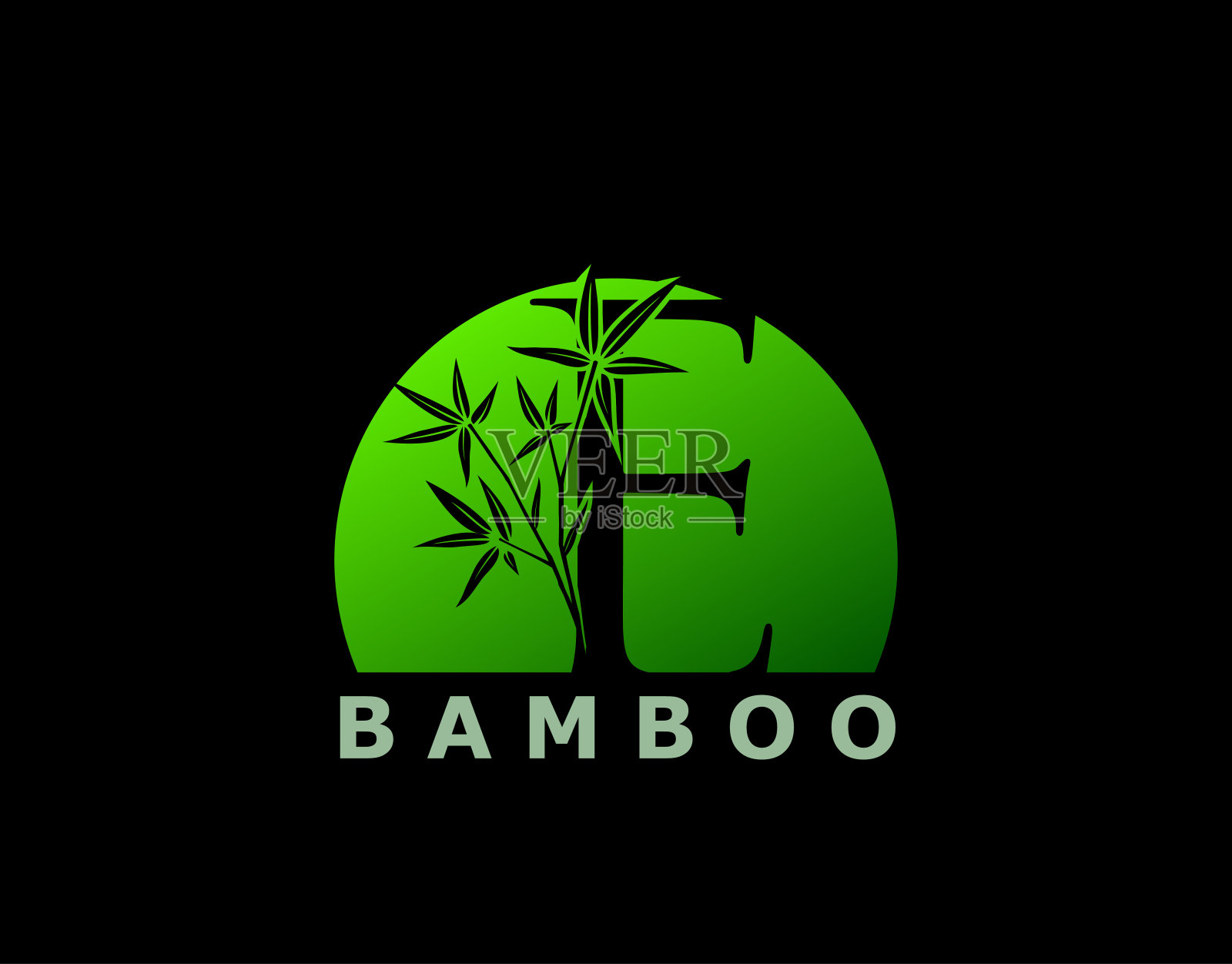 绿色竹林E字母标志设计。插画图片素材