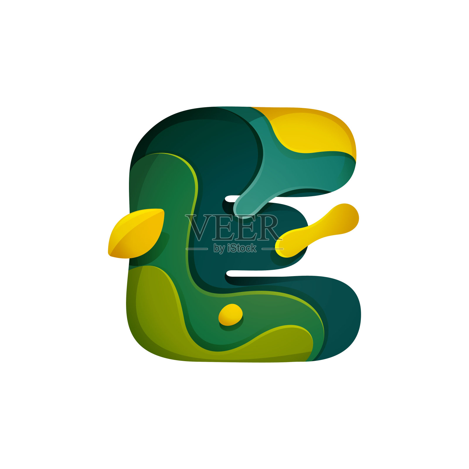 纸刻字母E符号。图层雕刻风格效果图标。插画图片素材