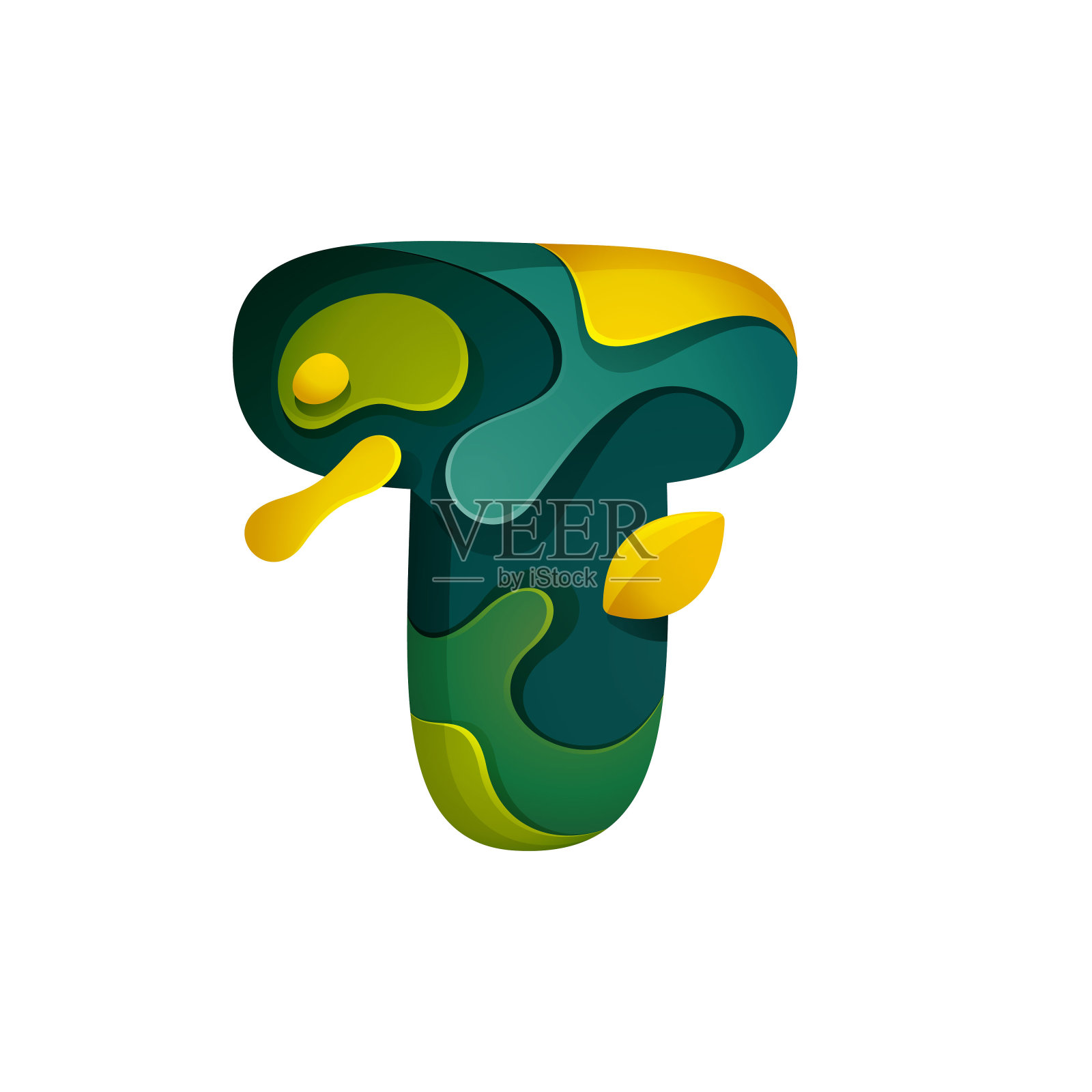 纸刻字母T符号。图层雕刻风格效果图标。插画图片素材