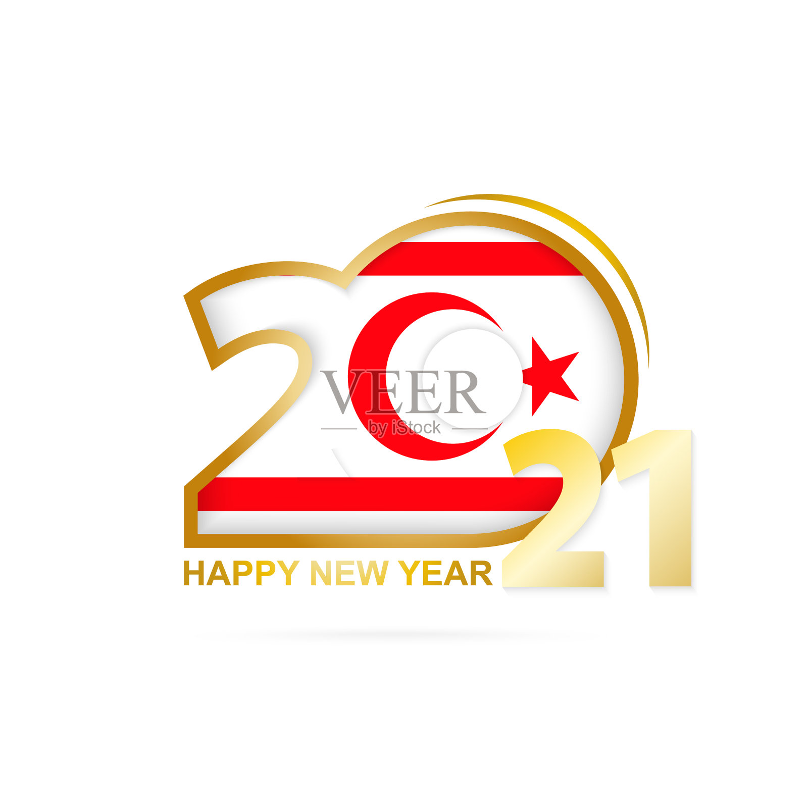 2021年与北塞浦路斯国旗图案快乐插画图片素材