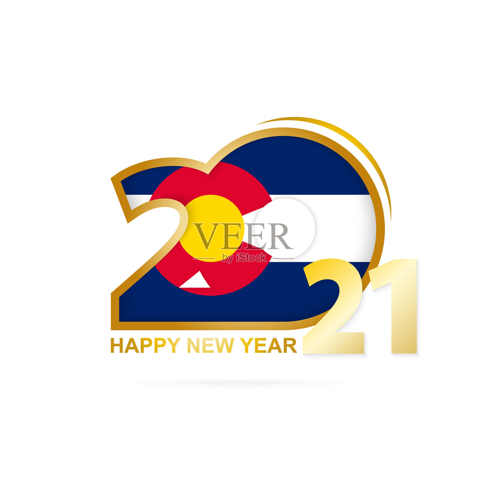 2021年与科罗拉多旗图案快乐的新插画图片素材