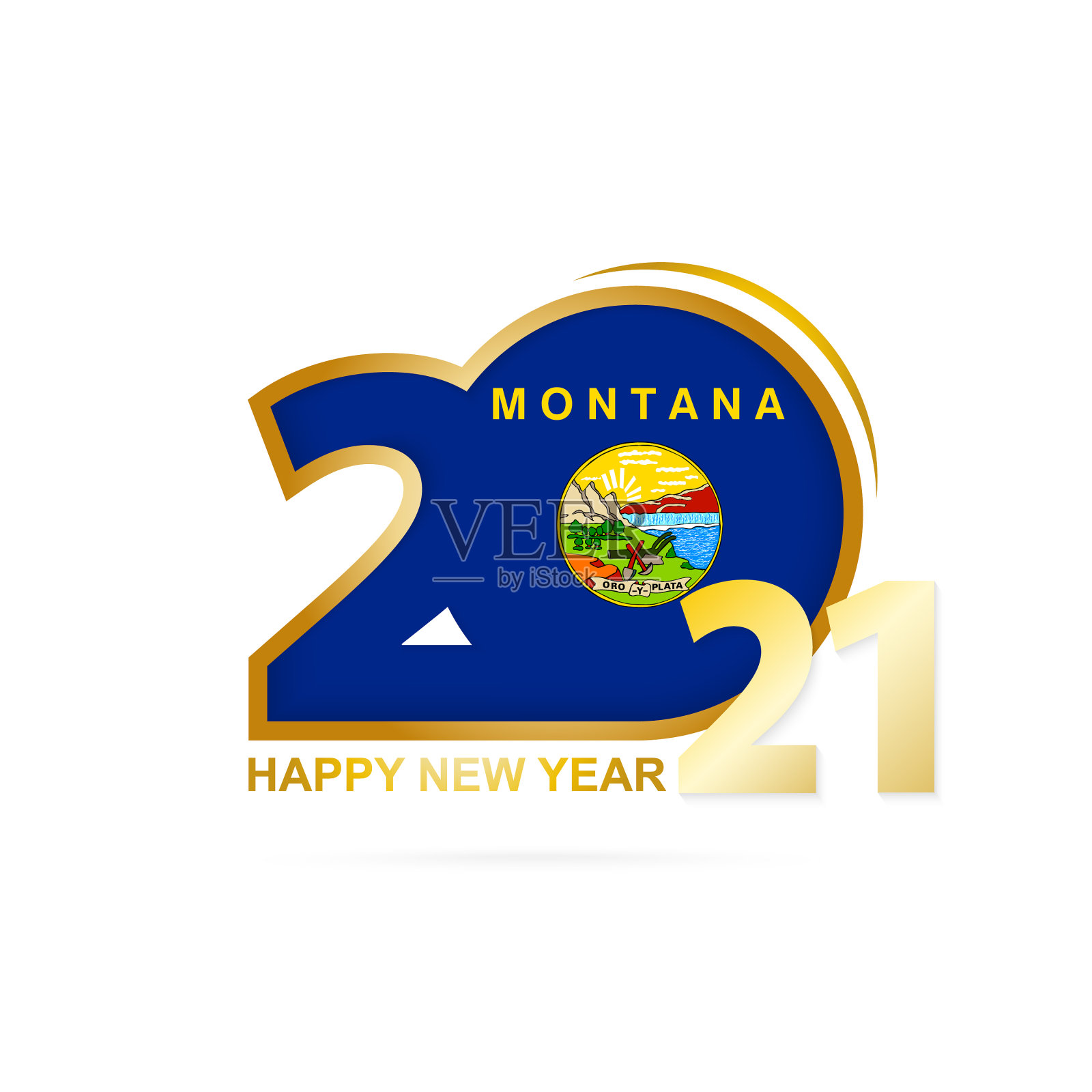 2021年蒙大拿旗图案快乐的新插画图片素材