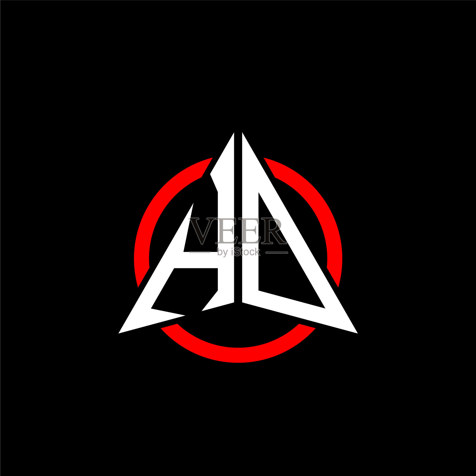 最初的标志箭头h白色与红色环插画图片素材