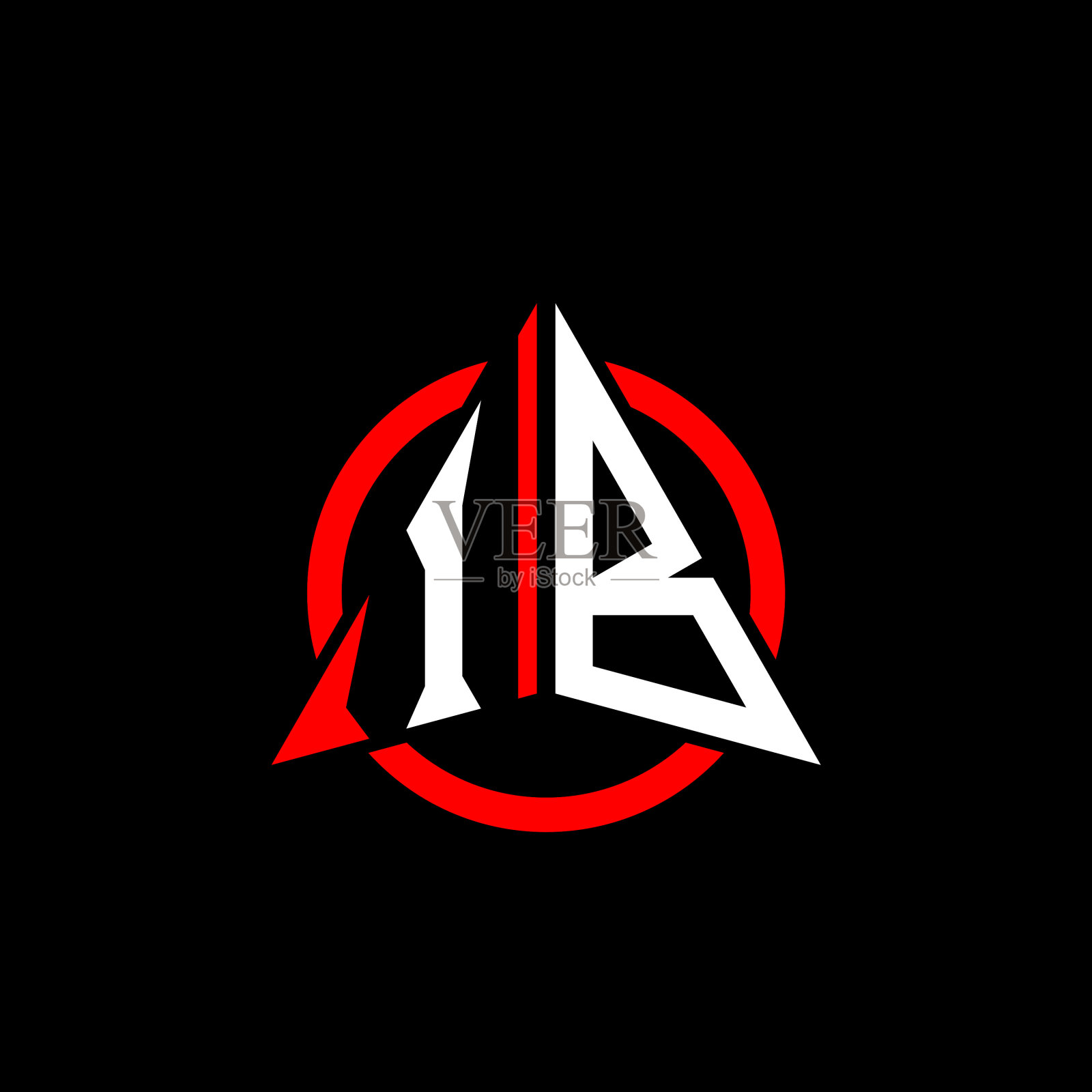 初始标志箭头I b白色与红色环插画图片素材