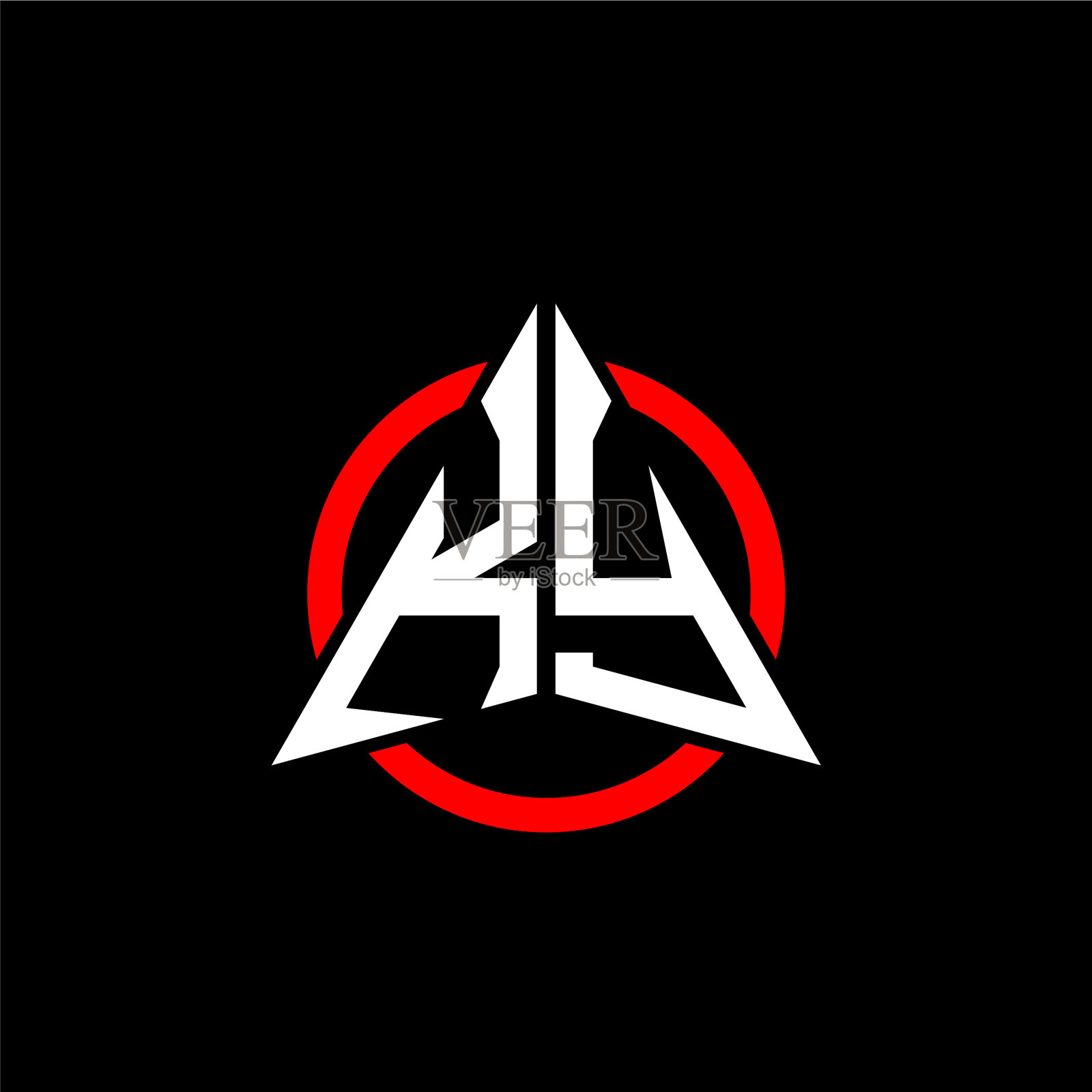 初始标志箭头k y白色带红色环插画图片素材