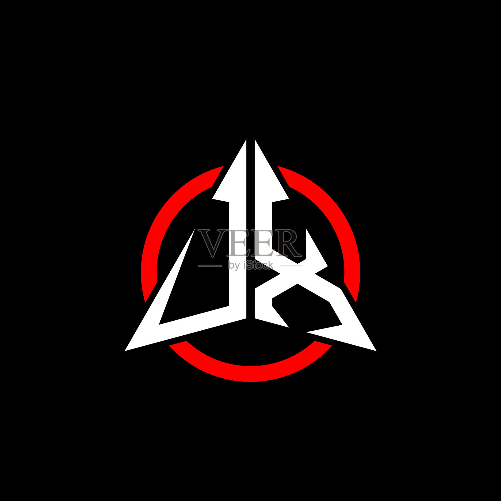 初始标志箭头u x白色与红色环插画图片素材