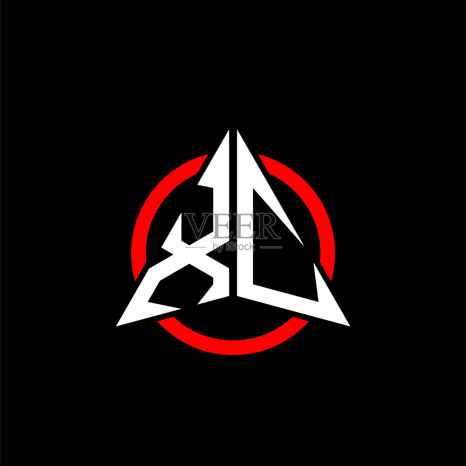 最初的标志箭头x c白色与红色环插画图片素材