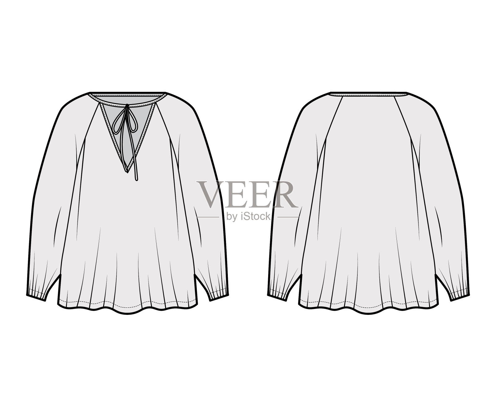 领口有领带的衬衫技术时尚插画图片素材