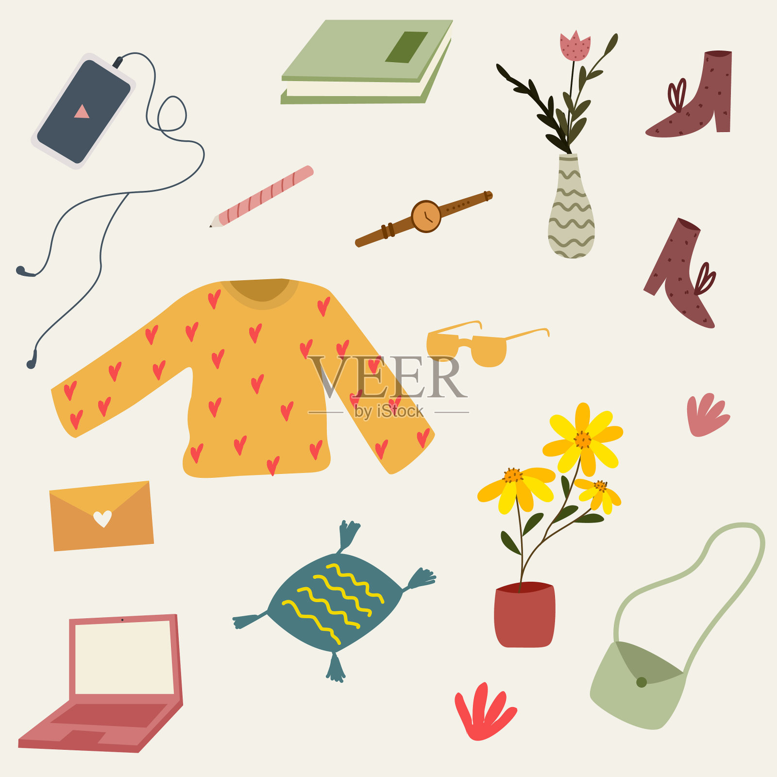 日常用品大学生图标设置智能手机图标素材