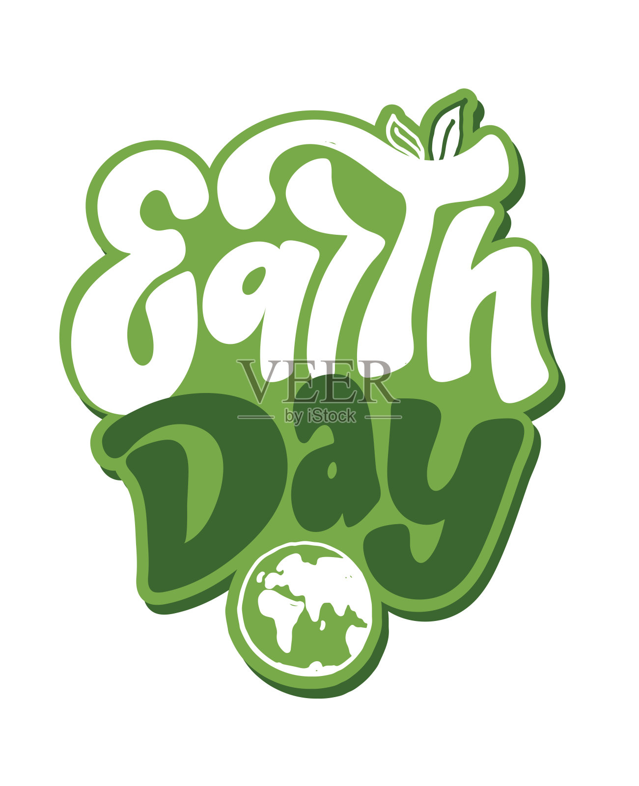 手绘文字“地球日快乐”。矢量字母为明信片横幅模板。印刷为生态友好的生态概念。世界环境背景插画图片素材
