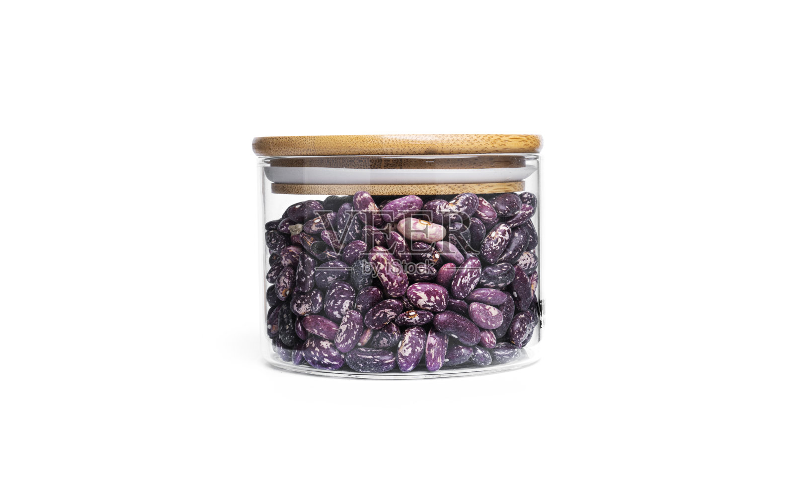 玻璃罐里的豆子孤立在白色的背景下照片摄影图片