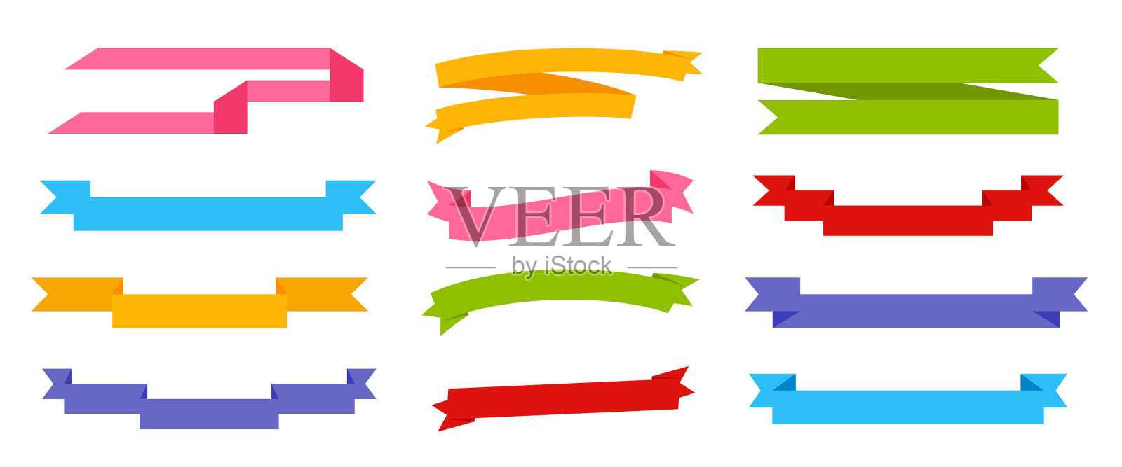 彩色缎带平设横幅胶带销售图标素材