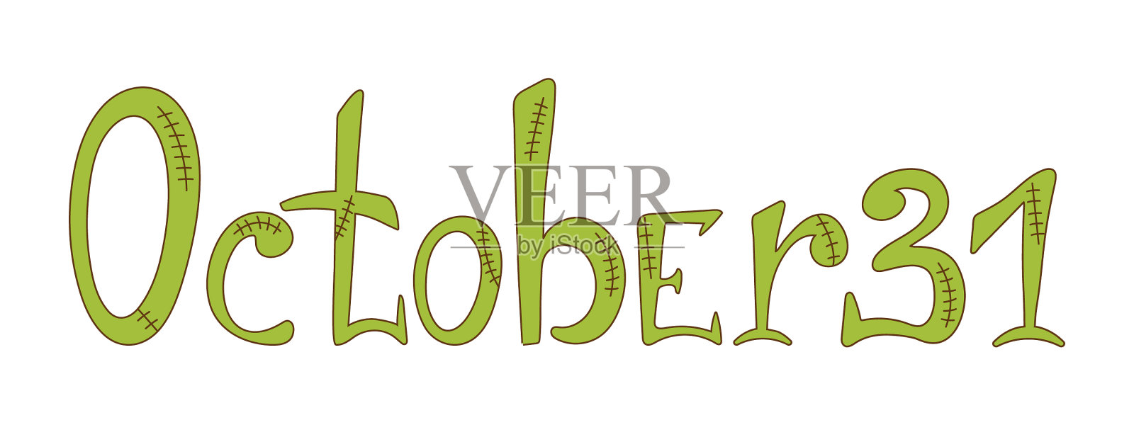 10月31日第一个字母僵尸字体插画图片素材