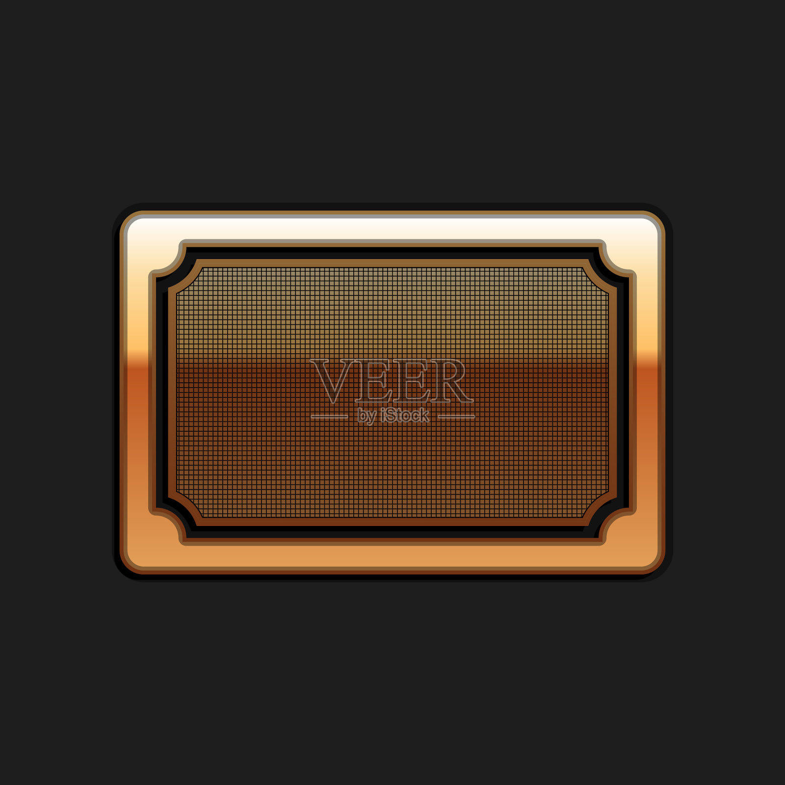 金色门垫图标孤立在黑色背景图标素材