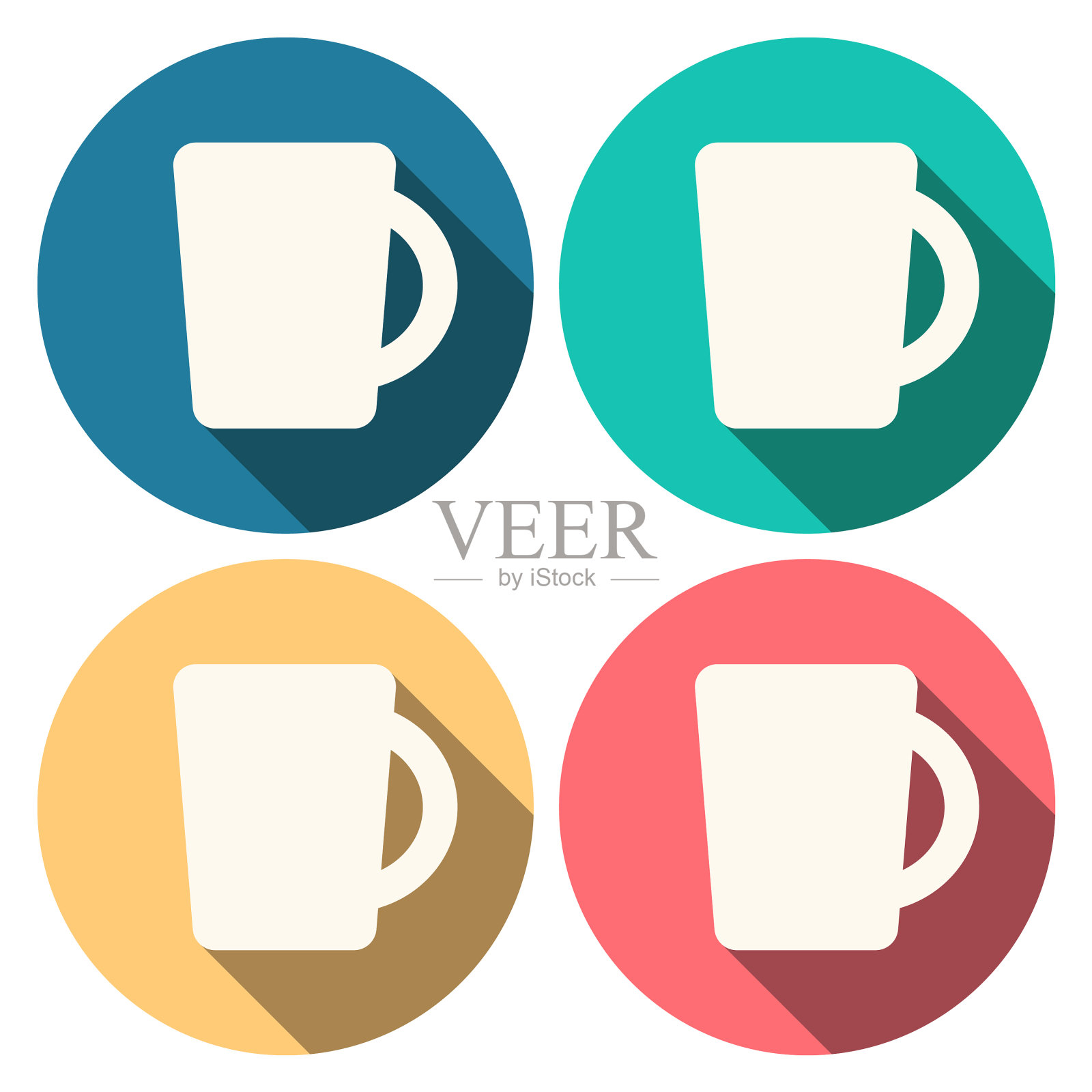 与咖啡杯图标在平面设计风格图标素材