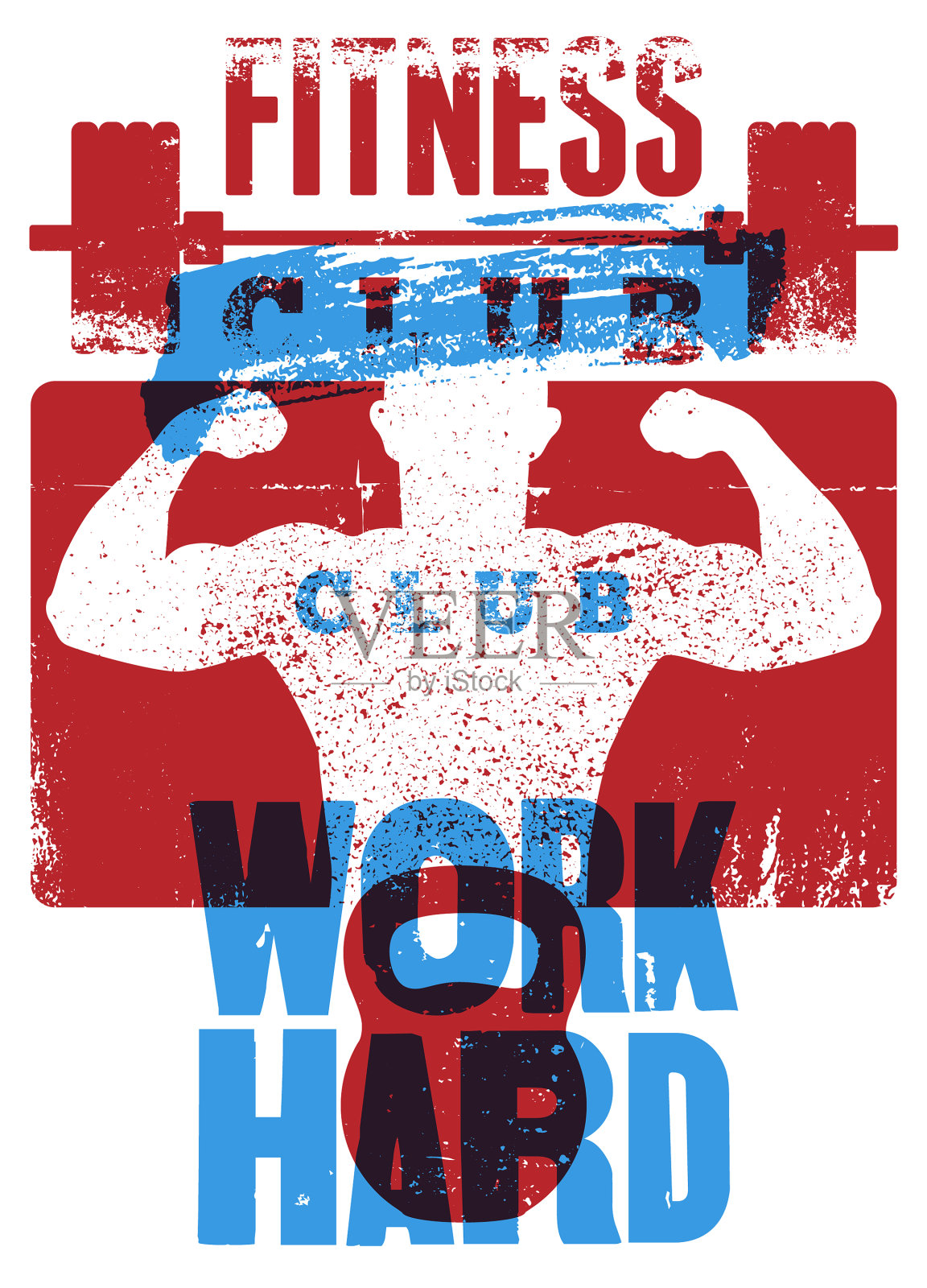 复古健身房，复古垃圾海报和强壮的男人设计元素图片