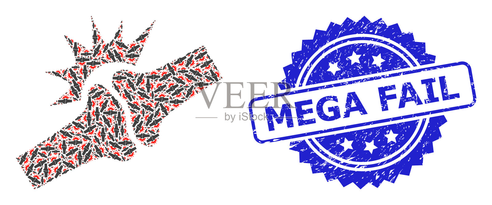 垃圾大失败印章印章和递归骨头插画图片素材