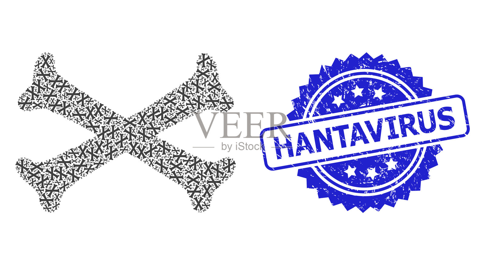 纹理汉坦病毒印章印章和分形插画图片素材