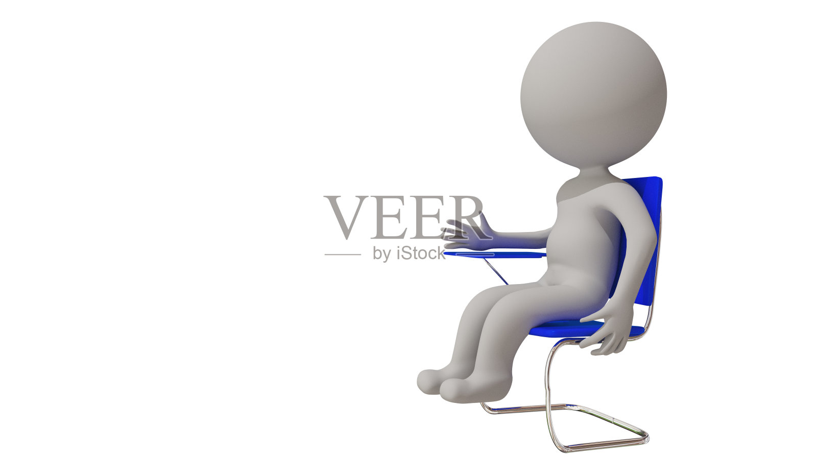 人的性格坐在学生对面讨论谈论椅3d孤立的背景蓝色黄色- 3d渲染照片摄影图片