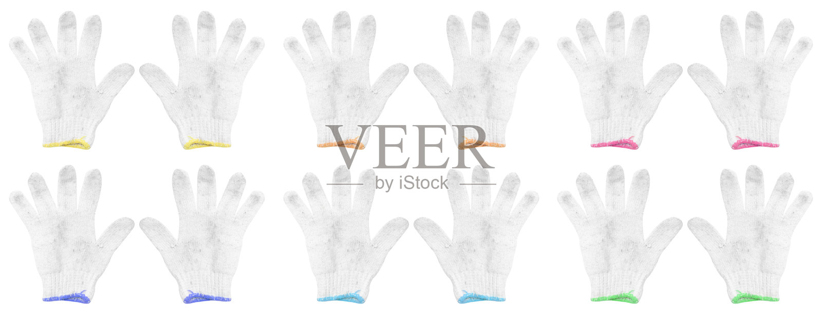 白色棉质施工手套孤立在白色背景上照片摄影图片