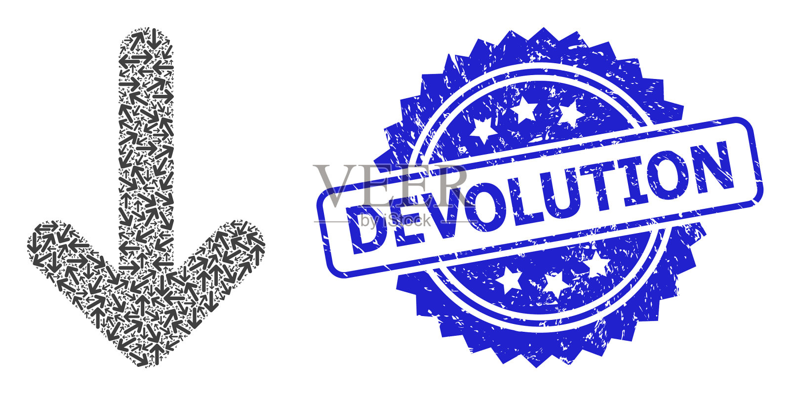 Grunge下放封闭和递归向下箭头插画图片素材