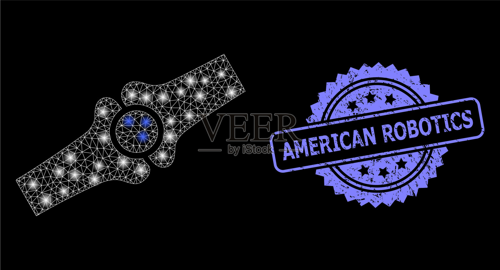 橡胶美国机器人印章和明亮的网插画图片素材