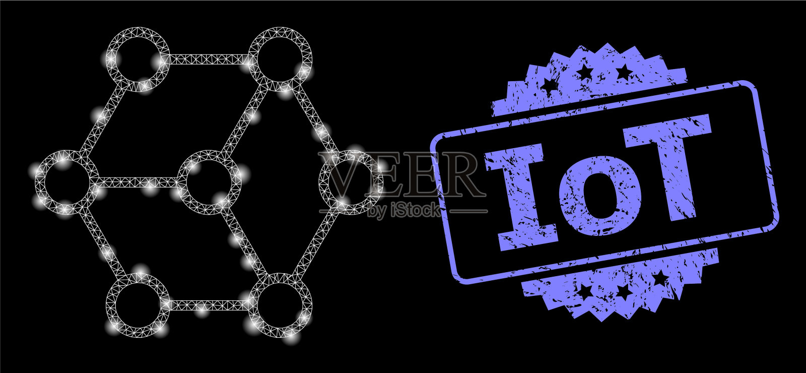 橡胶物联网橡胶图章和亮网插画图片素材