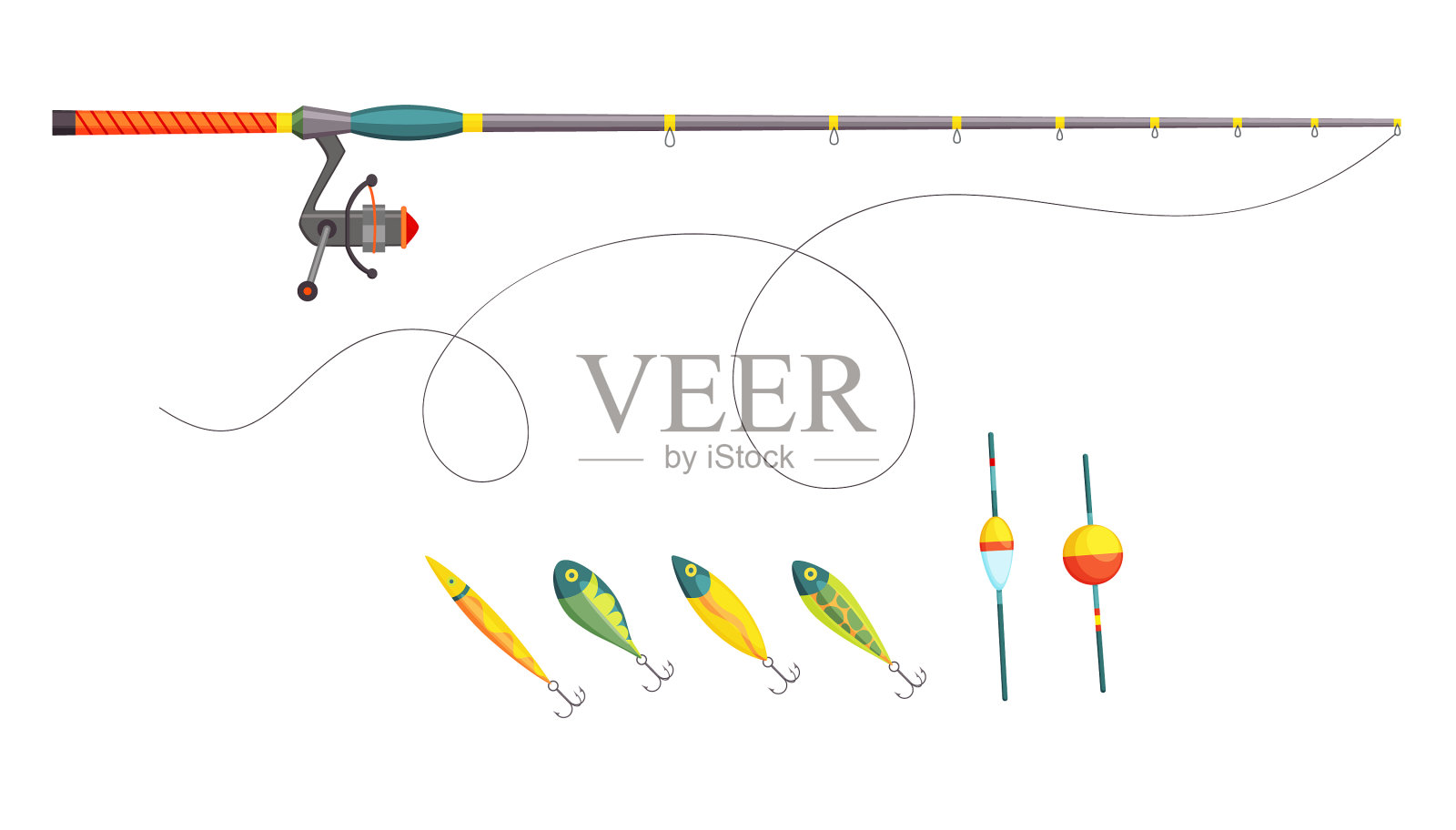 钓鱼钓鱼用具户外度假插画图片素材